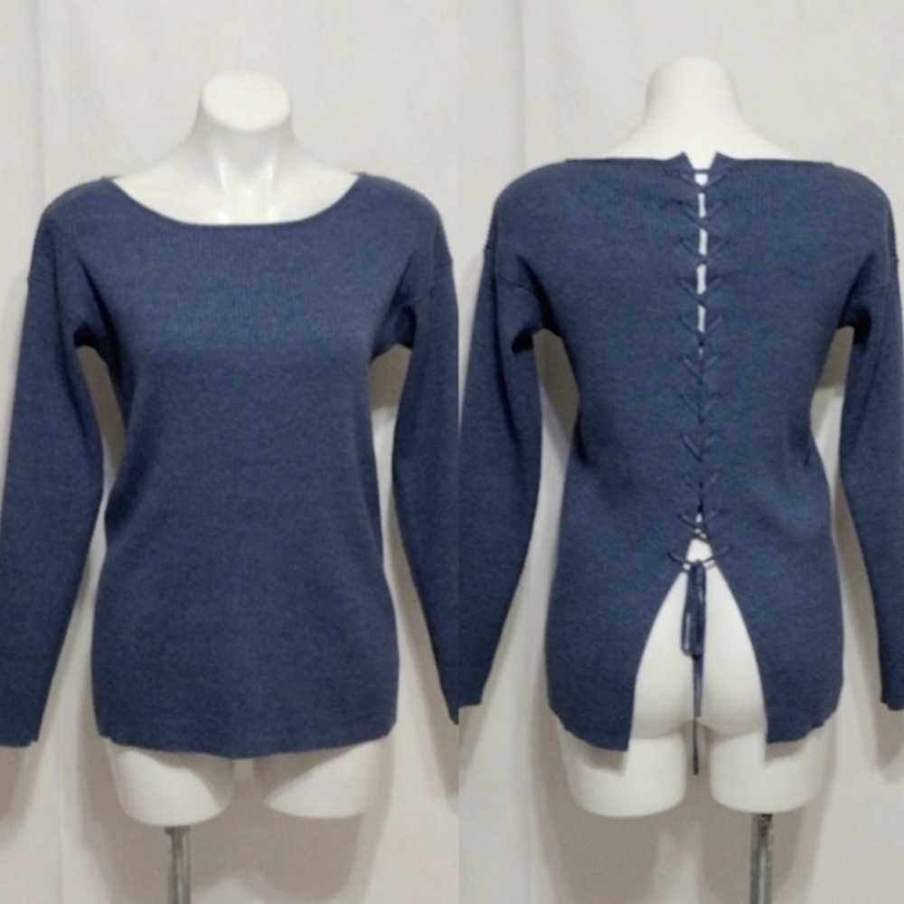 Lulus Knit Pullover Sweater XS Lace-Up Back Long Sleeve Cozy Fall Sweater Top